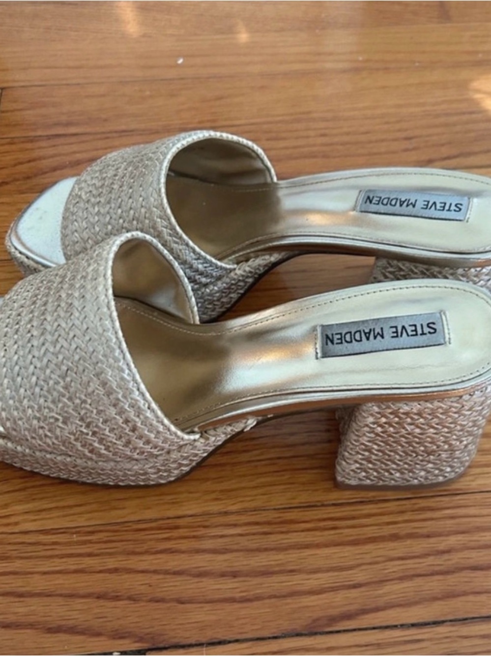 Steve Madden Women's Gold Woven Slide Sandal
